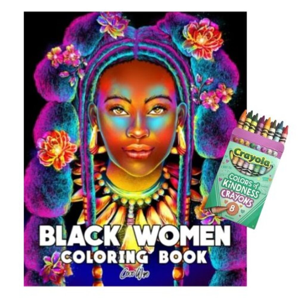 Black Women Beautiful Hairstyles and Outfits Fashion Coloring Book for Adults